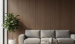 Acoustic Slat Wall Panel Single Faced - Walnut Veneer faced MDF - 2400x605x22mm - Image 2