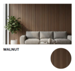 Acoustic Slat Wall Panel Single Faced - Walnut Veneer faced MDF - 2400x605x22mm - Image 3
