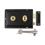 156 x 106mm Rim Sash Lock Fluted Black